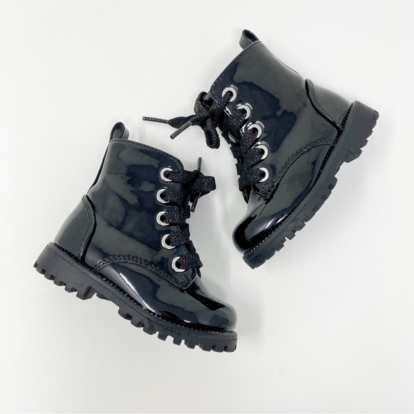 Maggie & Zoe Patent Leather Boots front lace up w/ side zipper - Picture 1 of 5